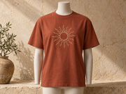 Illustrative terracotta T-shirt design concept