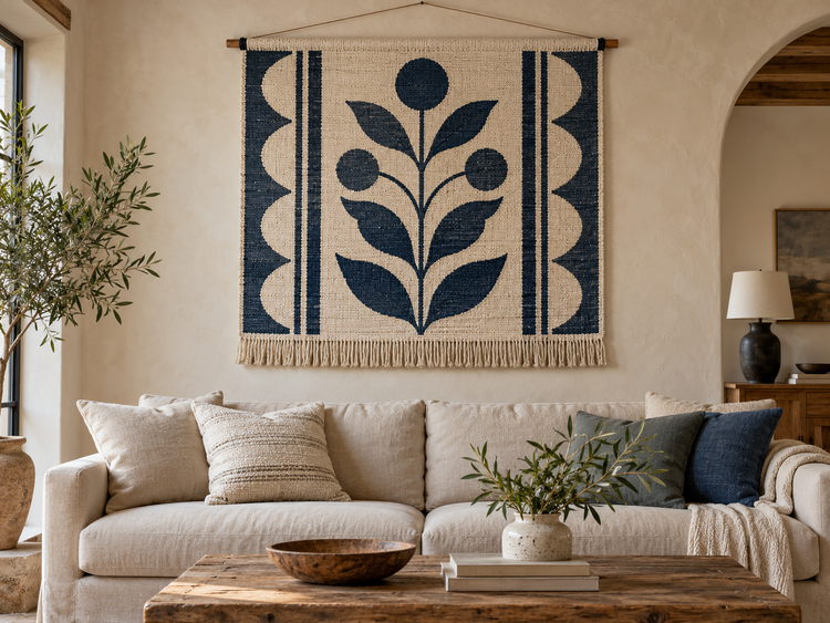 Illustrative tapestry lifestyle ecommerce mockup; sample project